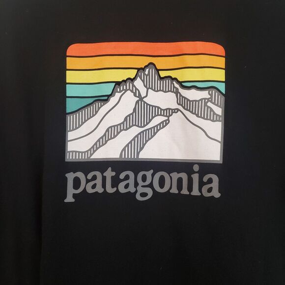 Patagonia Men's T-shirt Large Black Logo Ridge Pocket Responsibili-Tee Outdoors - Picture 8 of 12